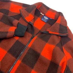 Columbia Sportswear Men's LS Fleece Full Zip Jacket Red/Black‎ Buffalo Check XL